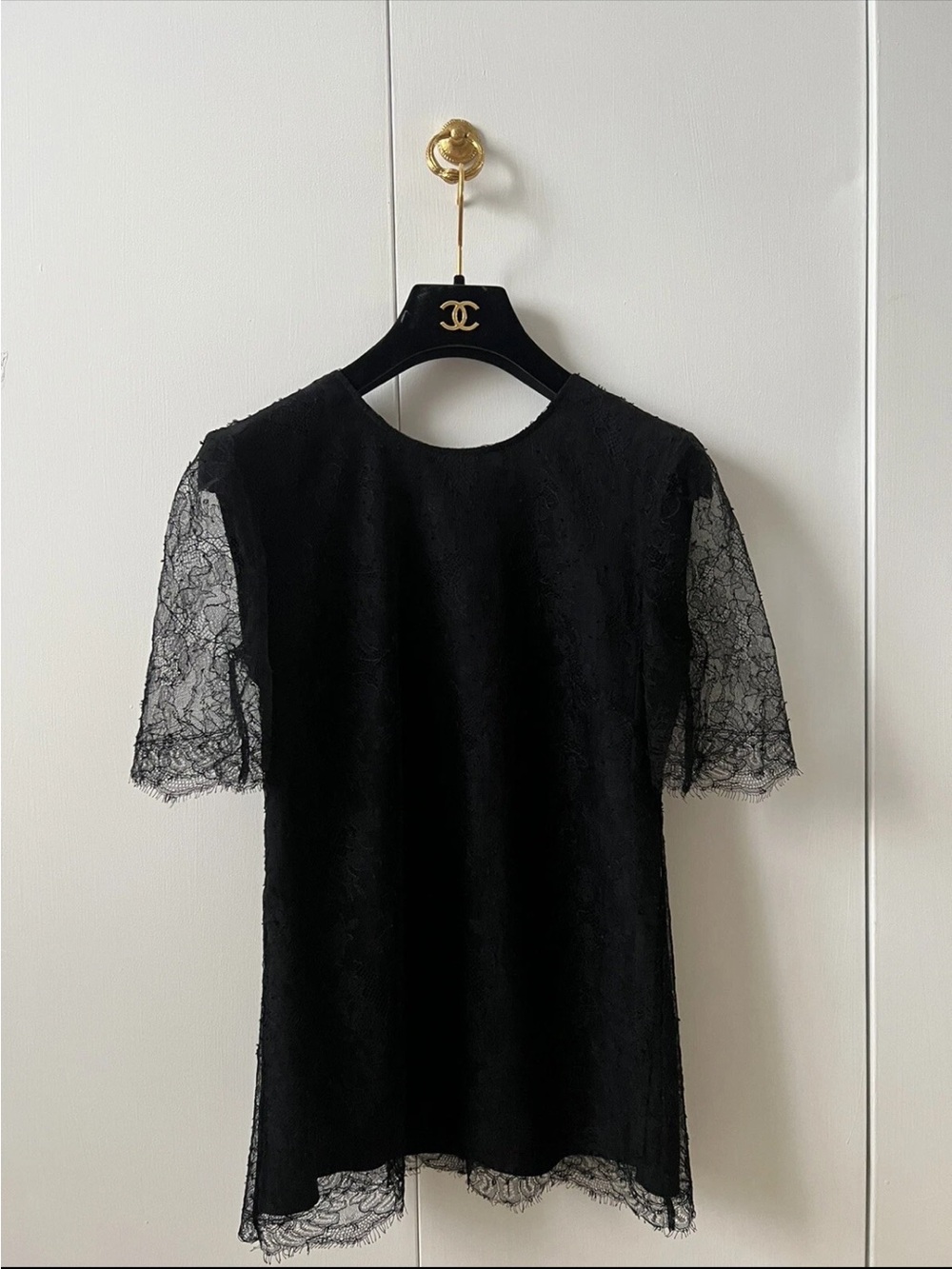 adam lippes black silk lace short sleeve Blouse Shirt top 0 xs / s small new